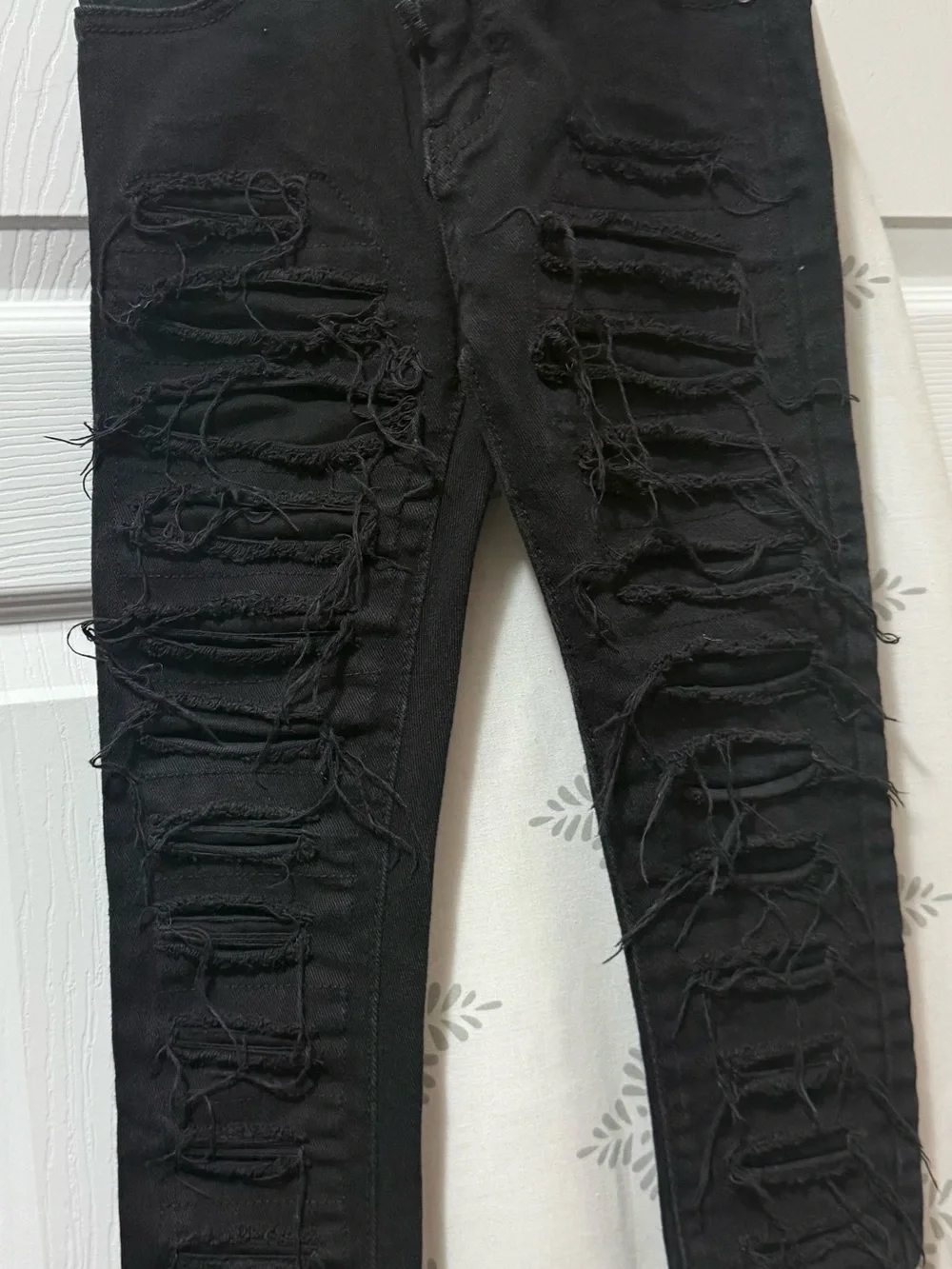 Kids Black Distressed Skinny Jeans
